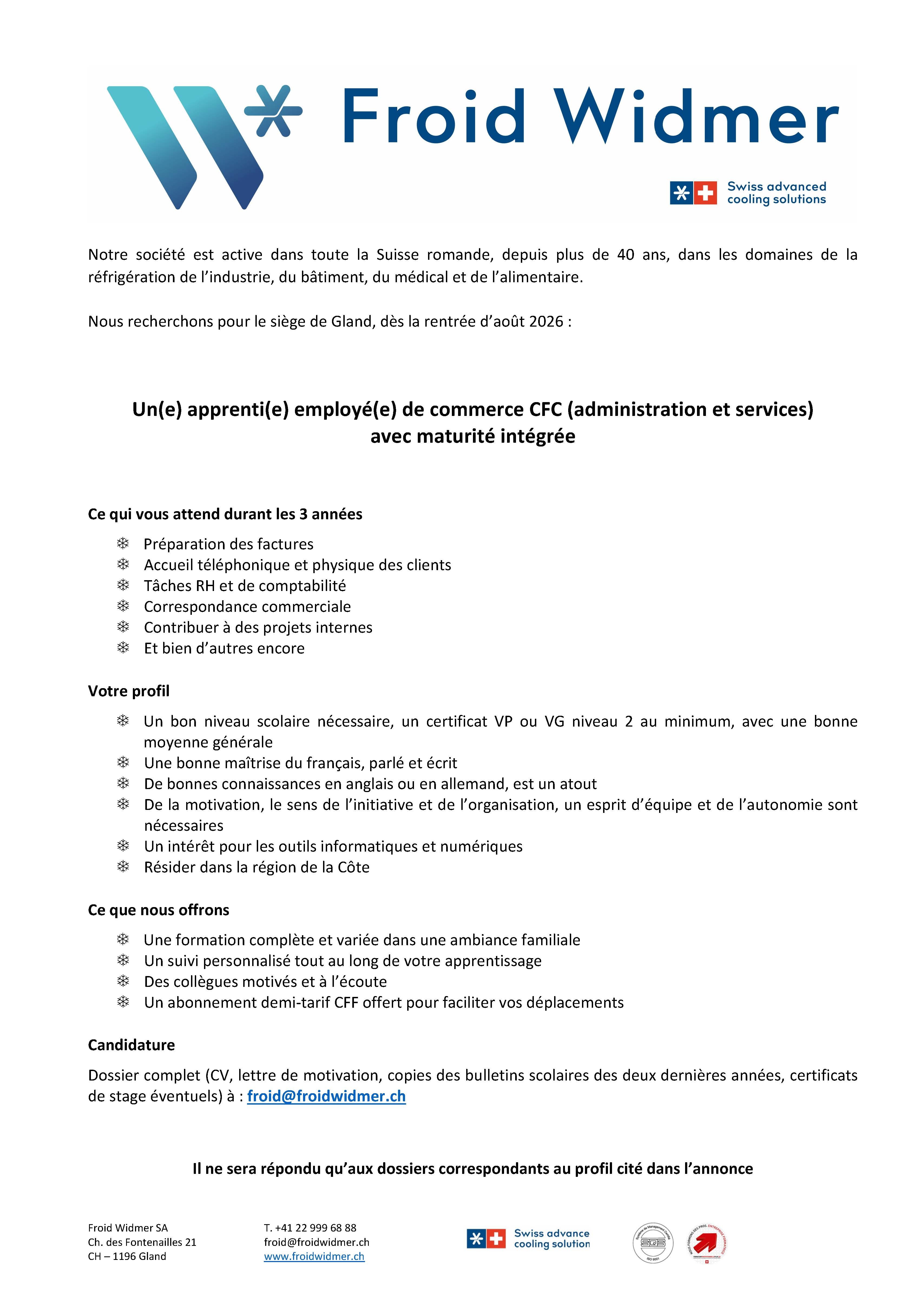 Annonce recherche apprenti(e) commerce