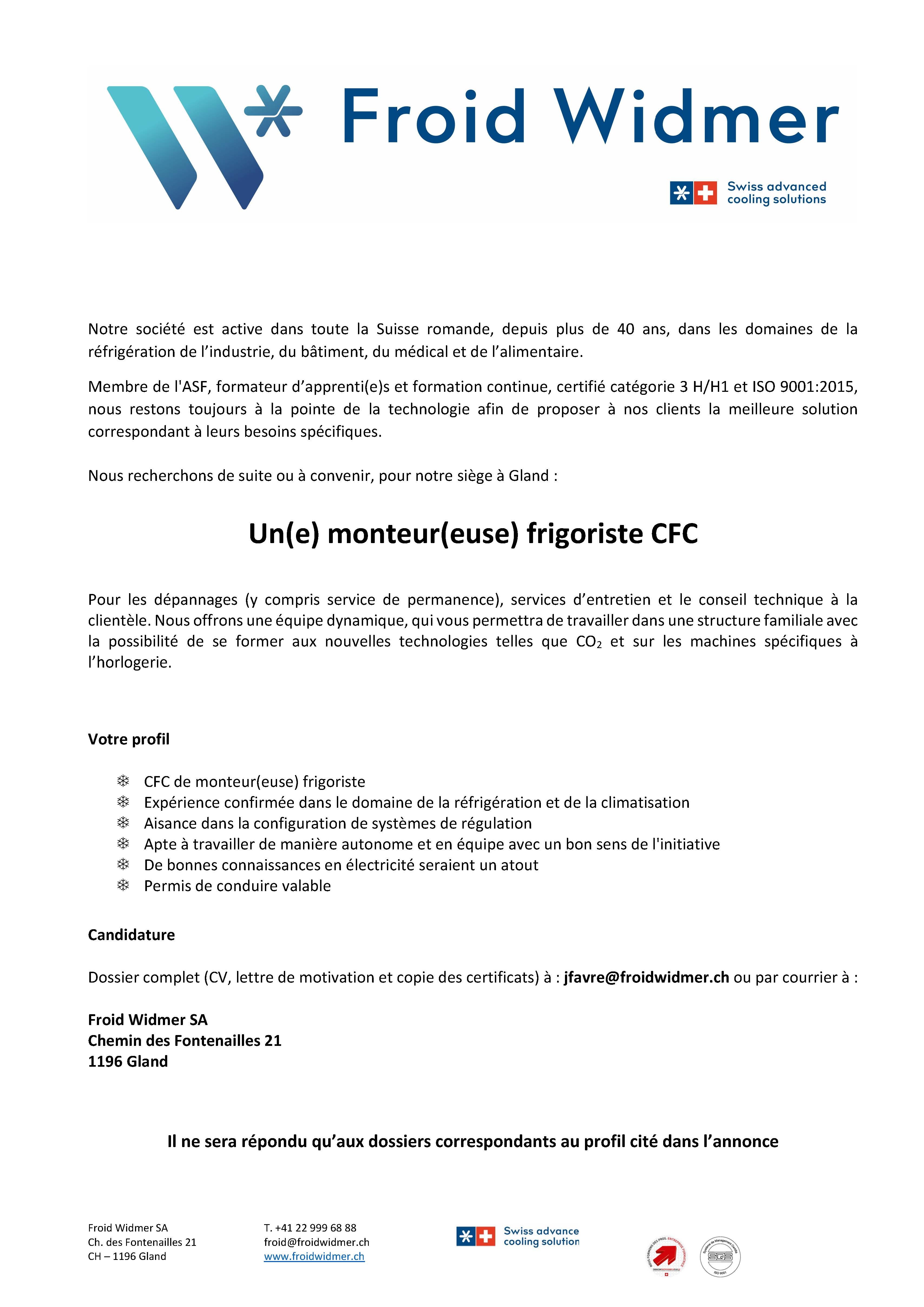 Annonce recherche monteur(euse)