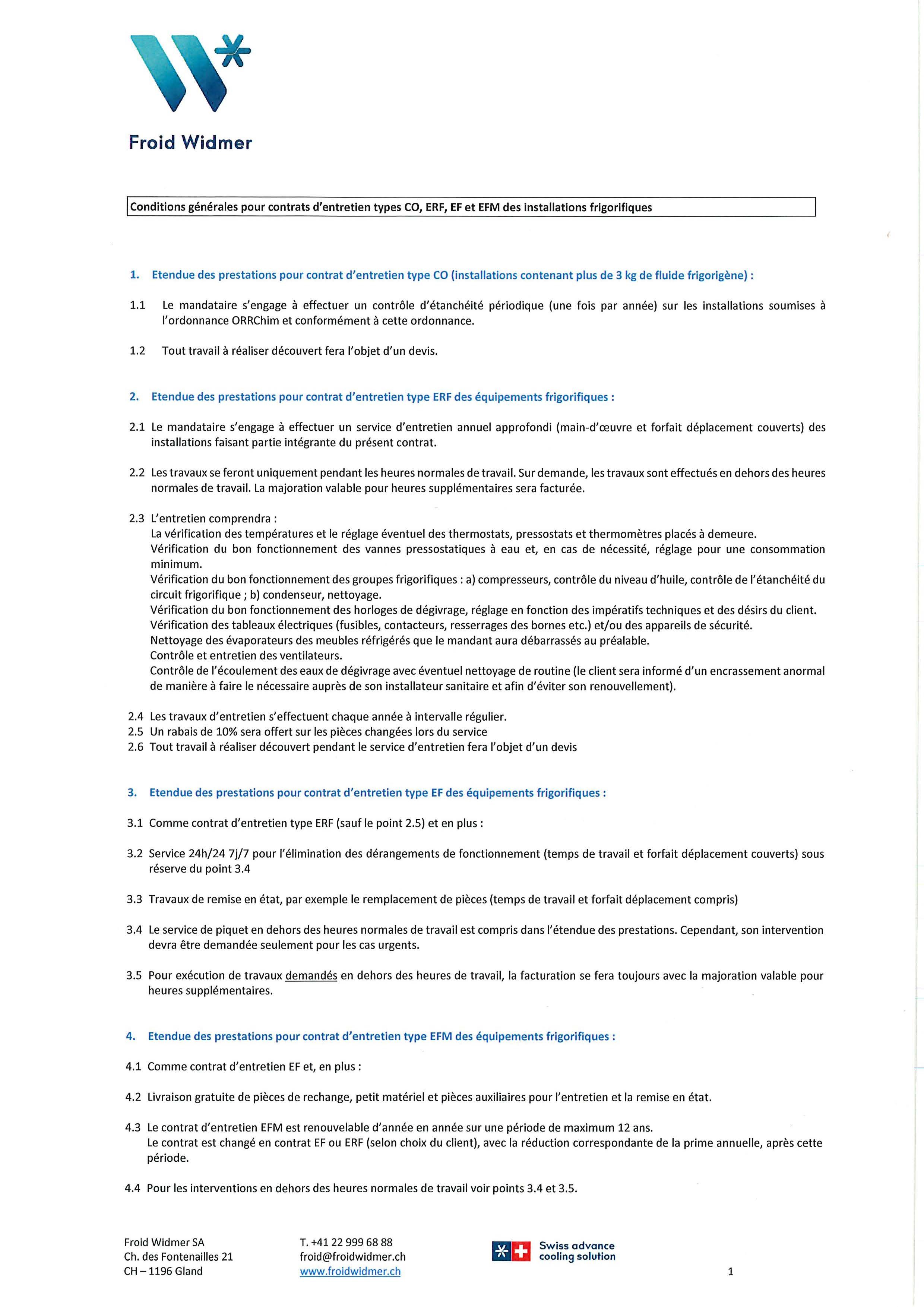 FWG CONDITIONS GENERALES POUR CONTRATS DENTRETIEN 05 06 26 Page 1