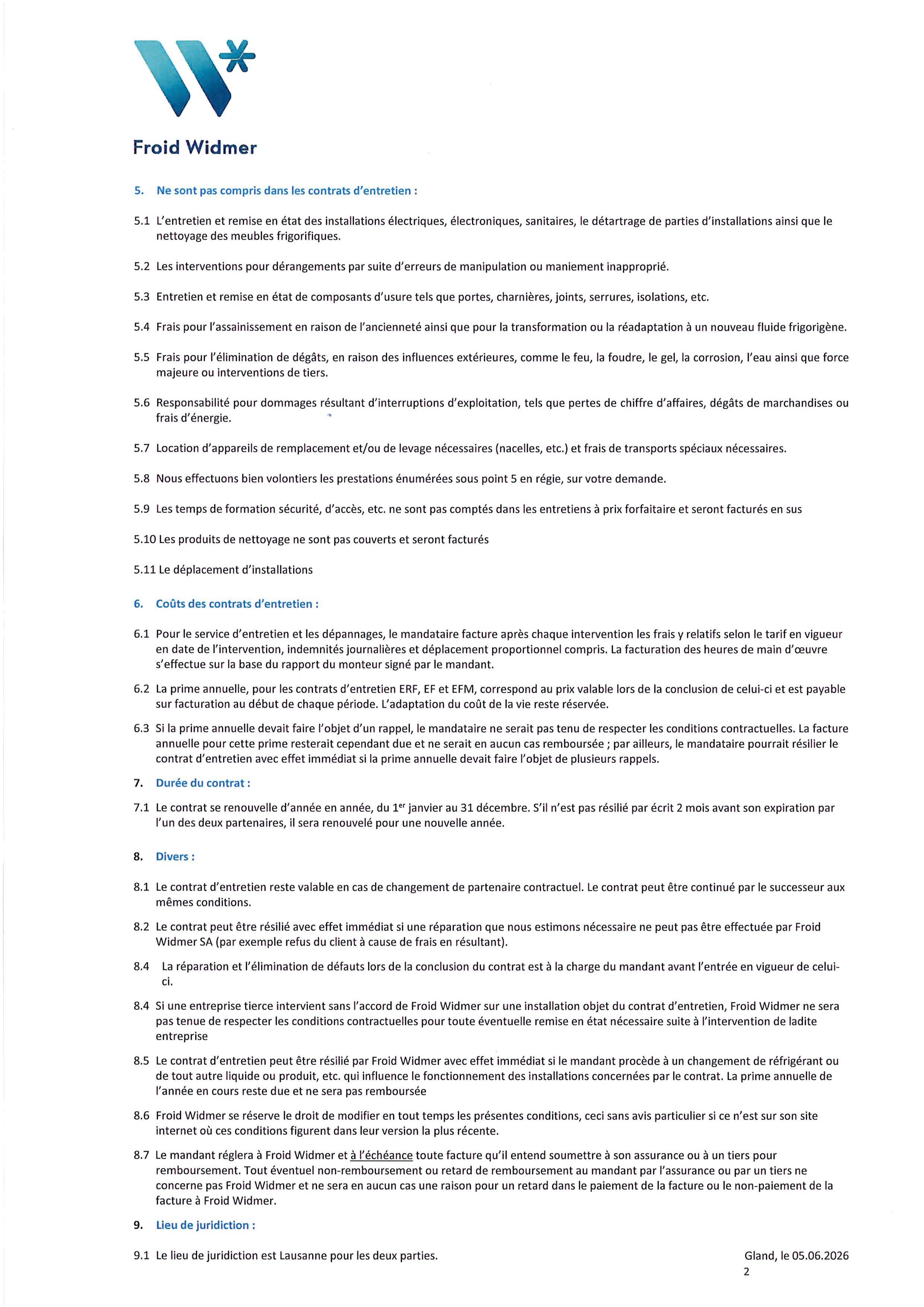 FWG CONDITIONS GENERALES POUR CONTRATS DENTRETIEN 05 06 26 Page 2