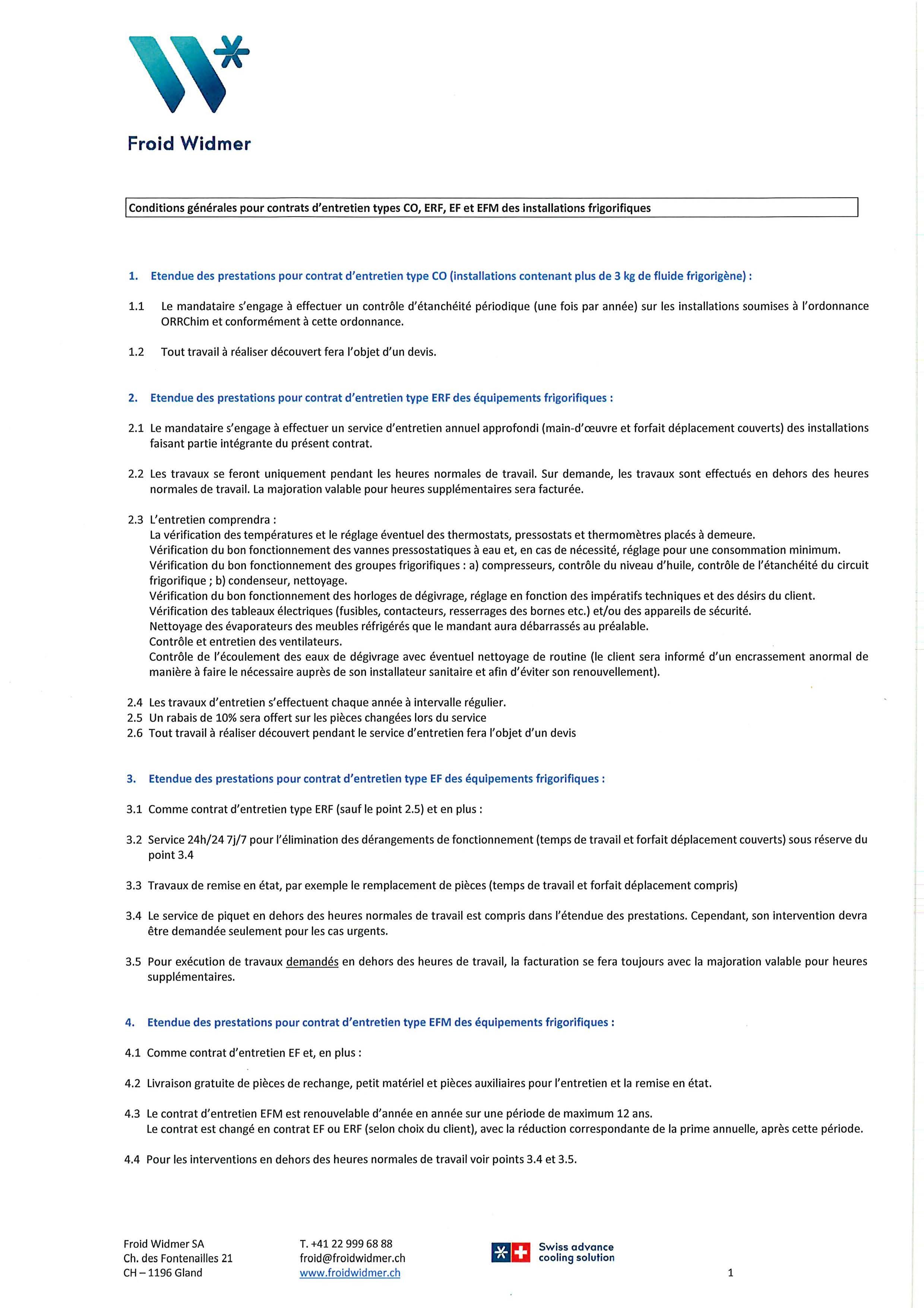FWG CONDITIONS GENERALES POUR CONTRATS DENTRETIEN 23 09 26 Page 1